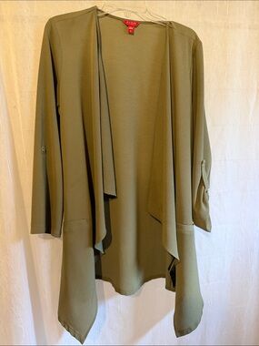 Guess Olive Green Open-Front Drape Cardigan